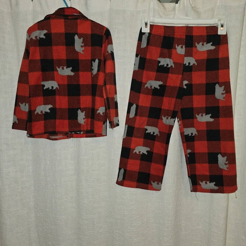 Boys Pajama Lot 2 Sets Minecraft and Bear Buffalo Plaid Fleece XS 4/5